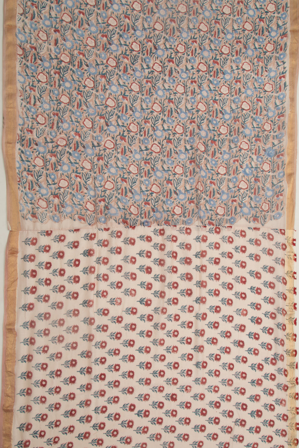 Chanderi Cotton Floral Printed Brown Saree