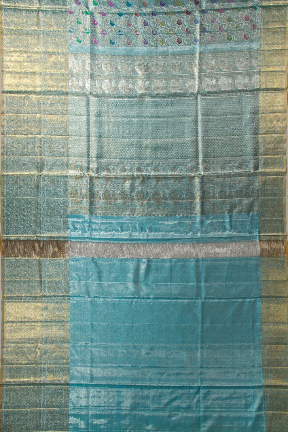 Kanchipuram Silk Tissue Brocade Sky Blue Saree