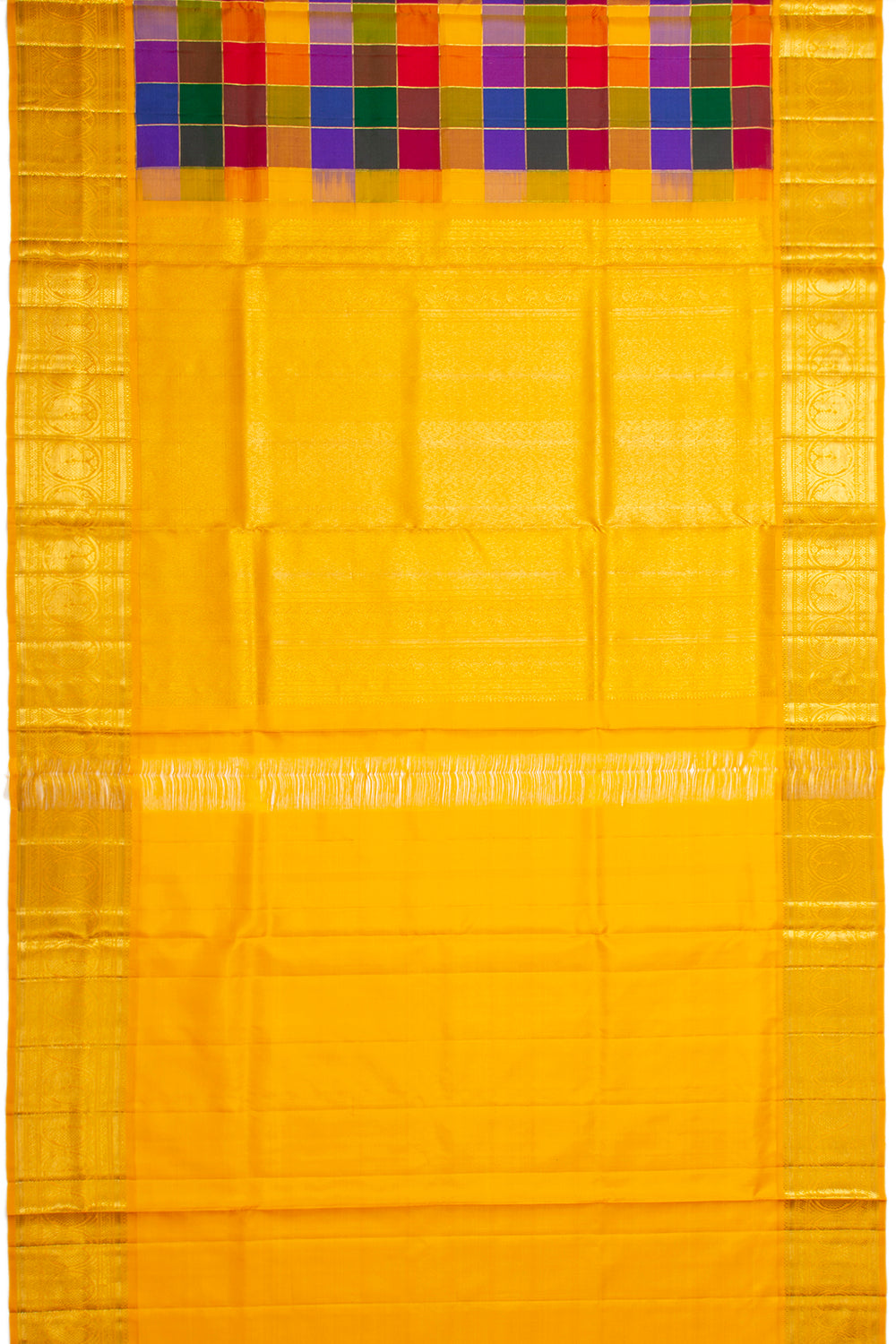 Kanchipuram Silk Madras Checks Multicolour Saree