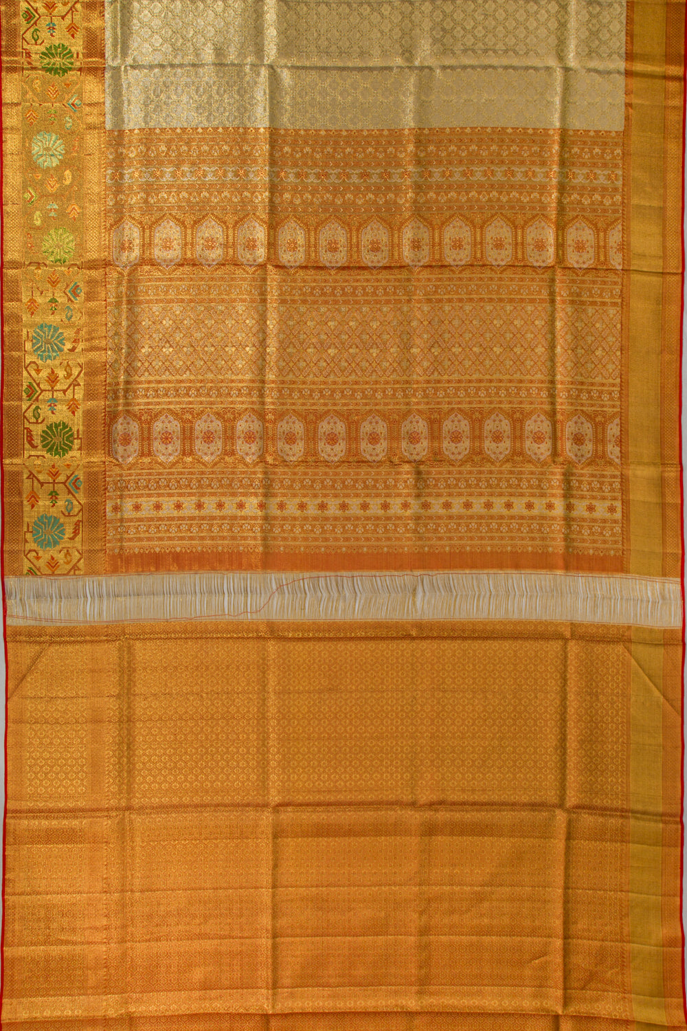 Kanchipuram Silk Tissue Brocade Gold Saree