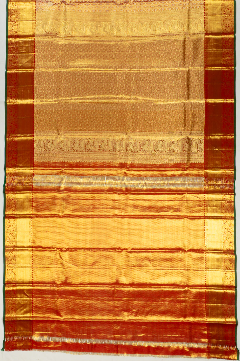 Kanchipuram Silk Tissue Criss Cross Checks And Butta Red Saree