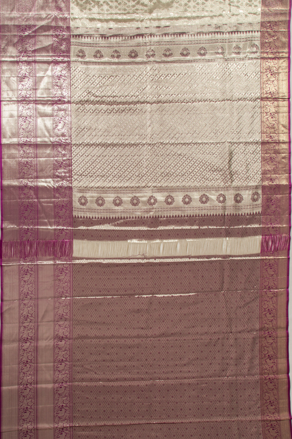 Taranga Kanchi Silk Tissue Brocade Silver Saree