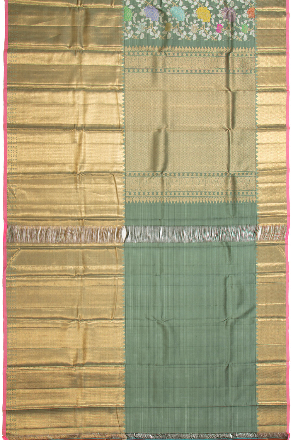 Kanchipuram Silk Jaal Sage Green Saree