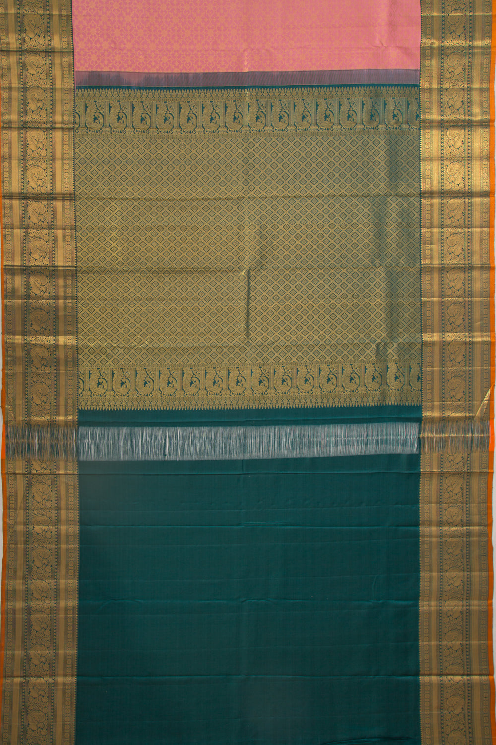 Kanchipuram Silk Brocade Pink Saree