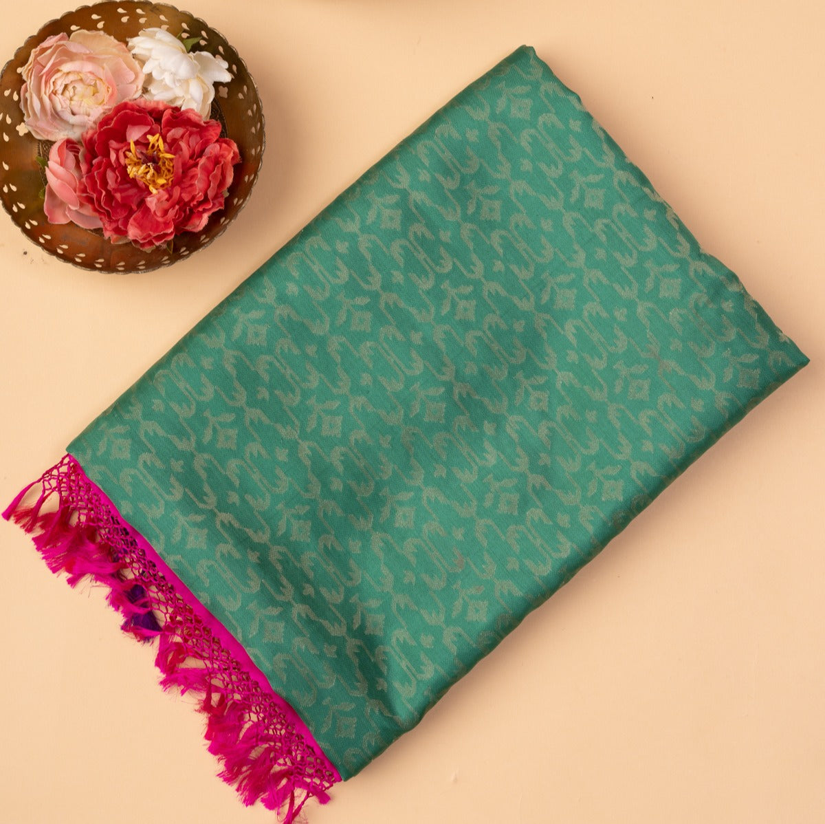 Banarasi Silk Brocade Dark Green Saree