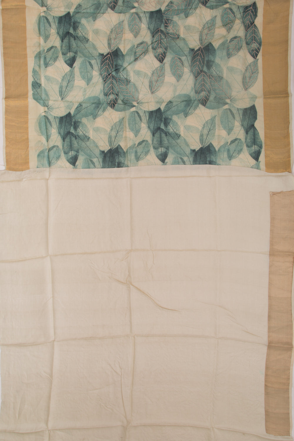 Tussar Printed And Embroidery Cream Saree