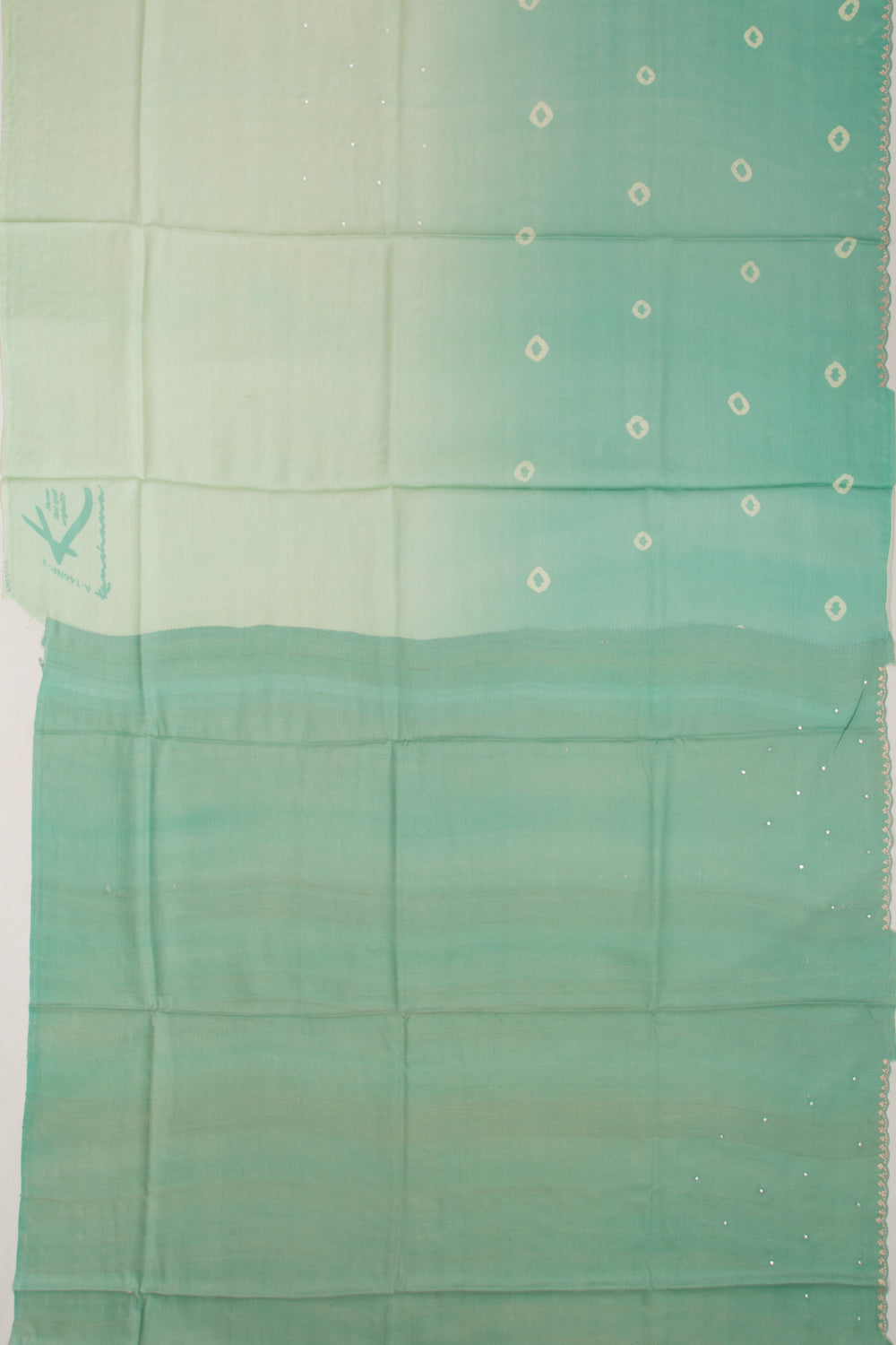 Tussar Mirror Butta Green Dual Shade Saree