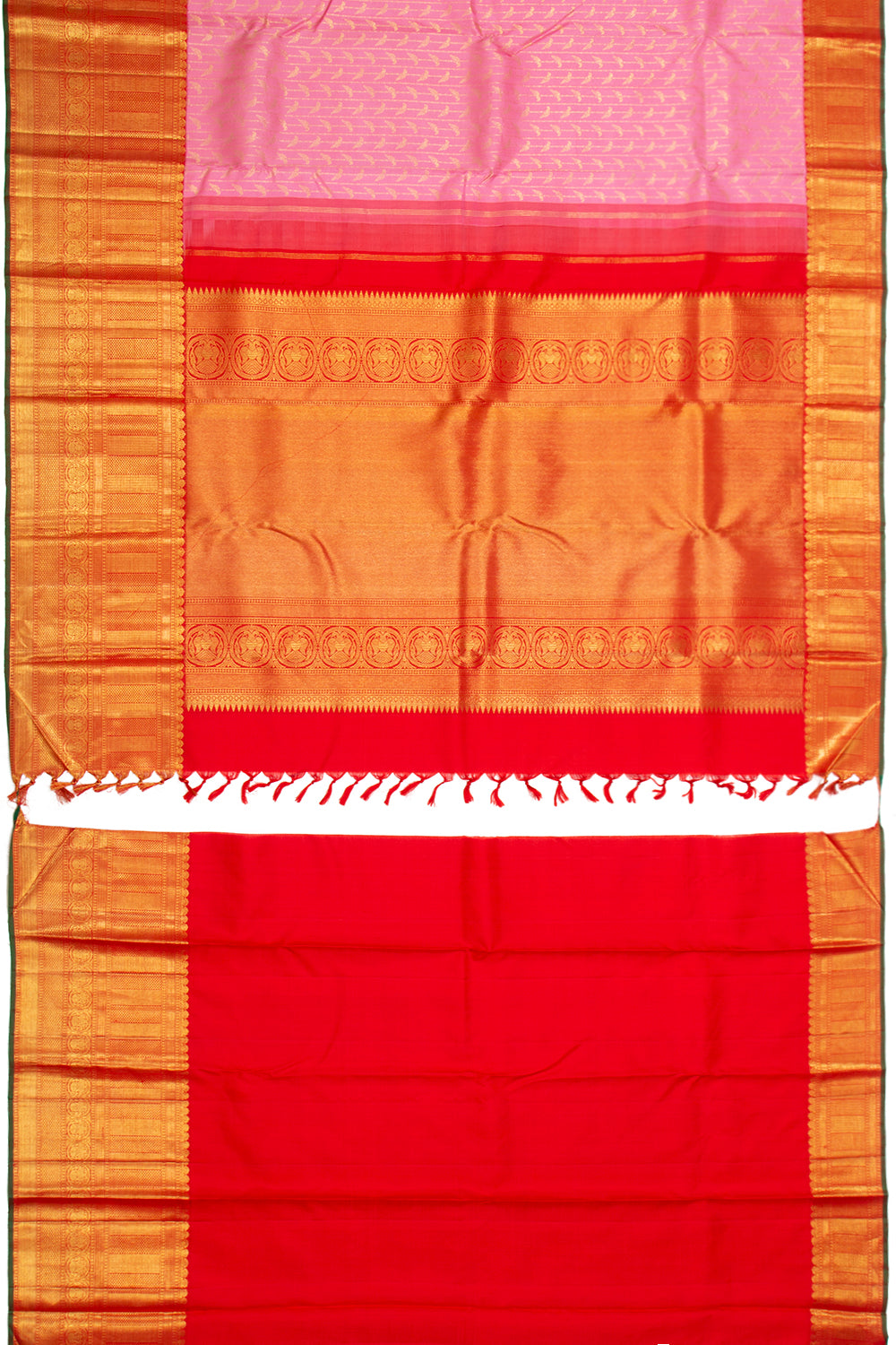 Kanchipuram Silk Vertical Lines Pastel Pink Saree