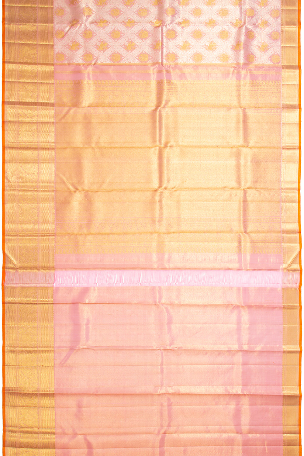 Kanchipuram Silk Tissue Brocade Pink Saree