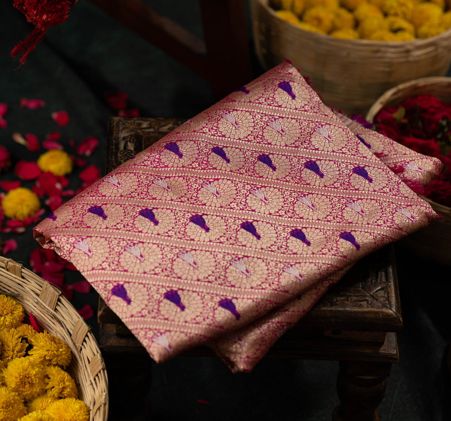 Banarasi Silk Brocade Pink Saree