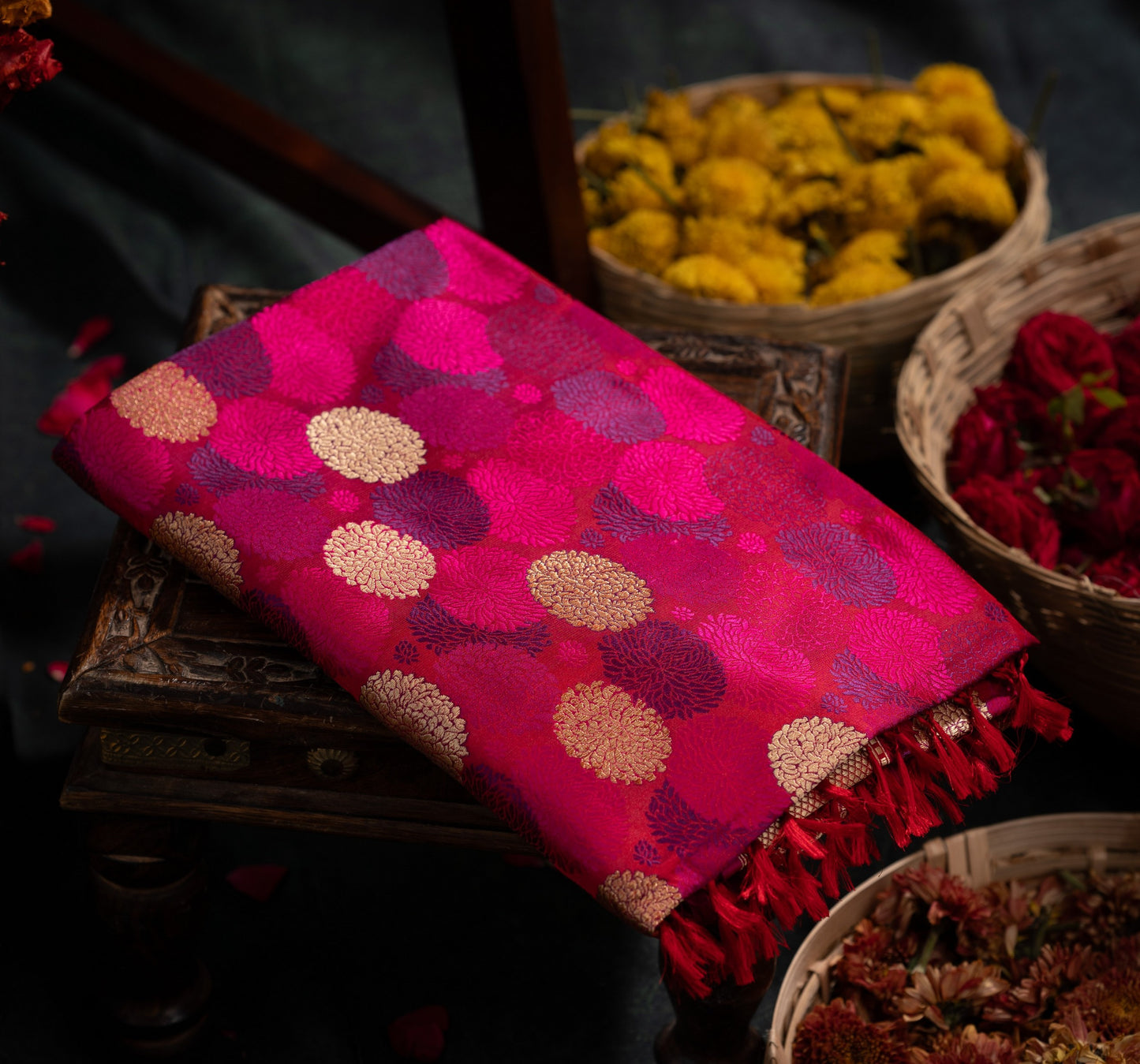 Banarasi Silk Tanchoi Pink Saree