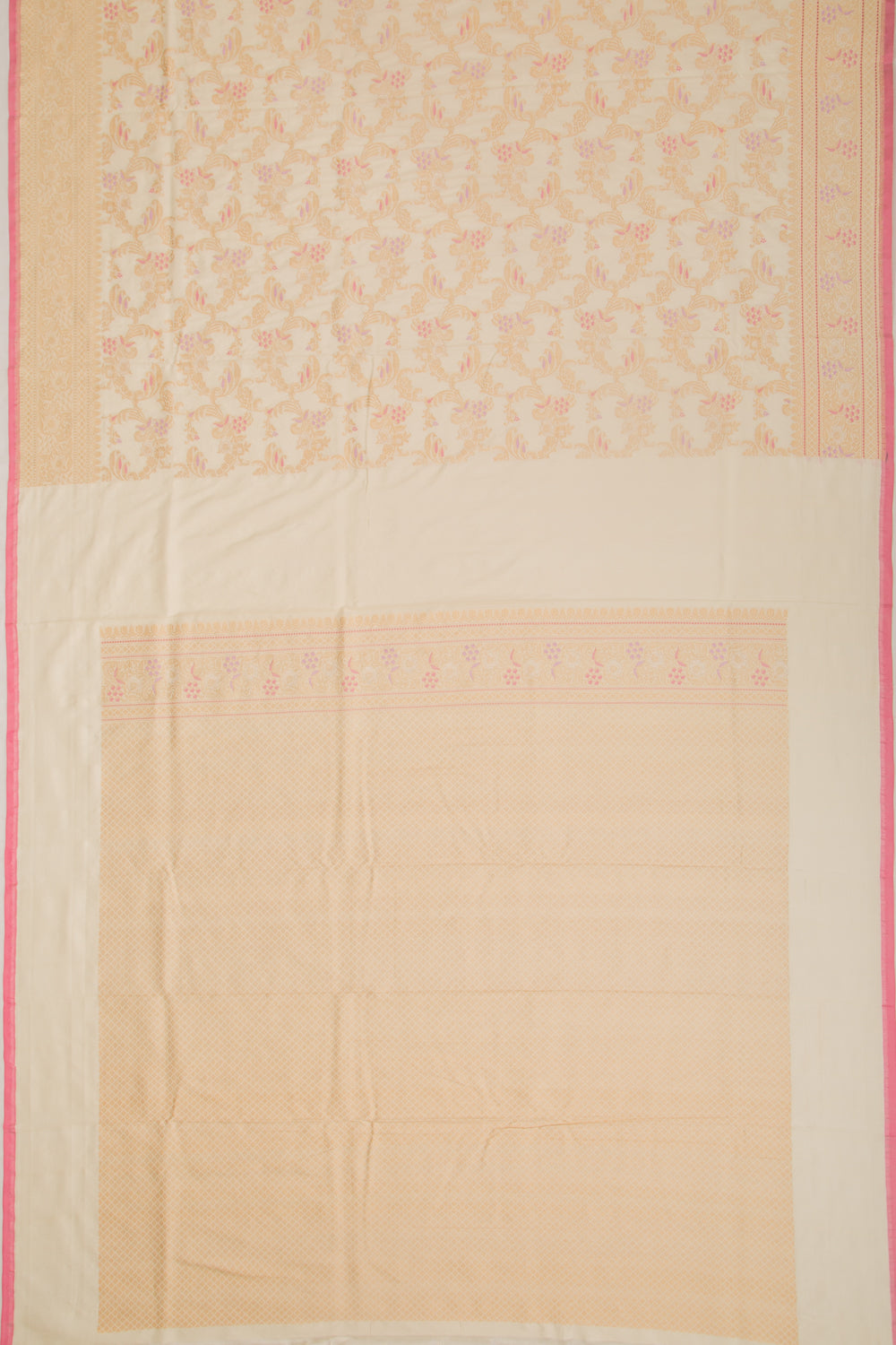 Banarasi Silk Jaal Cream Saree