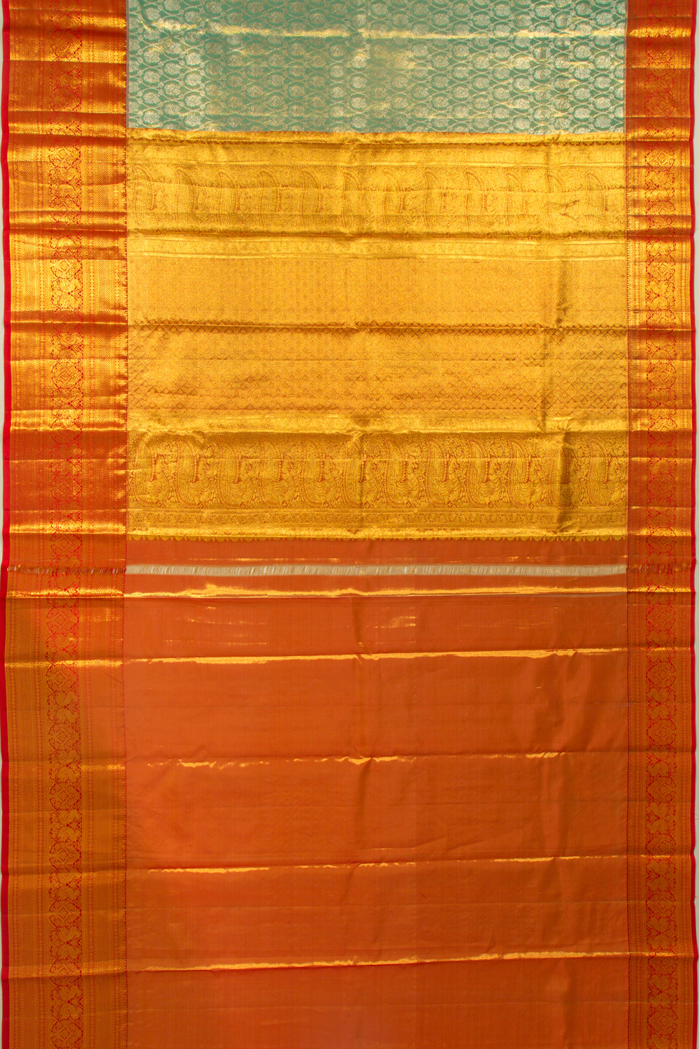 Taranga Kanchi Silk Tissue Brocade Green Saree