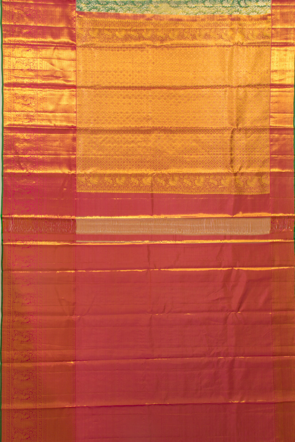 Taranga Kanchi Silk Tissue Brocade Green Saree