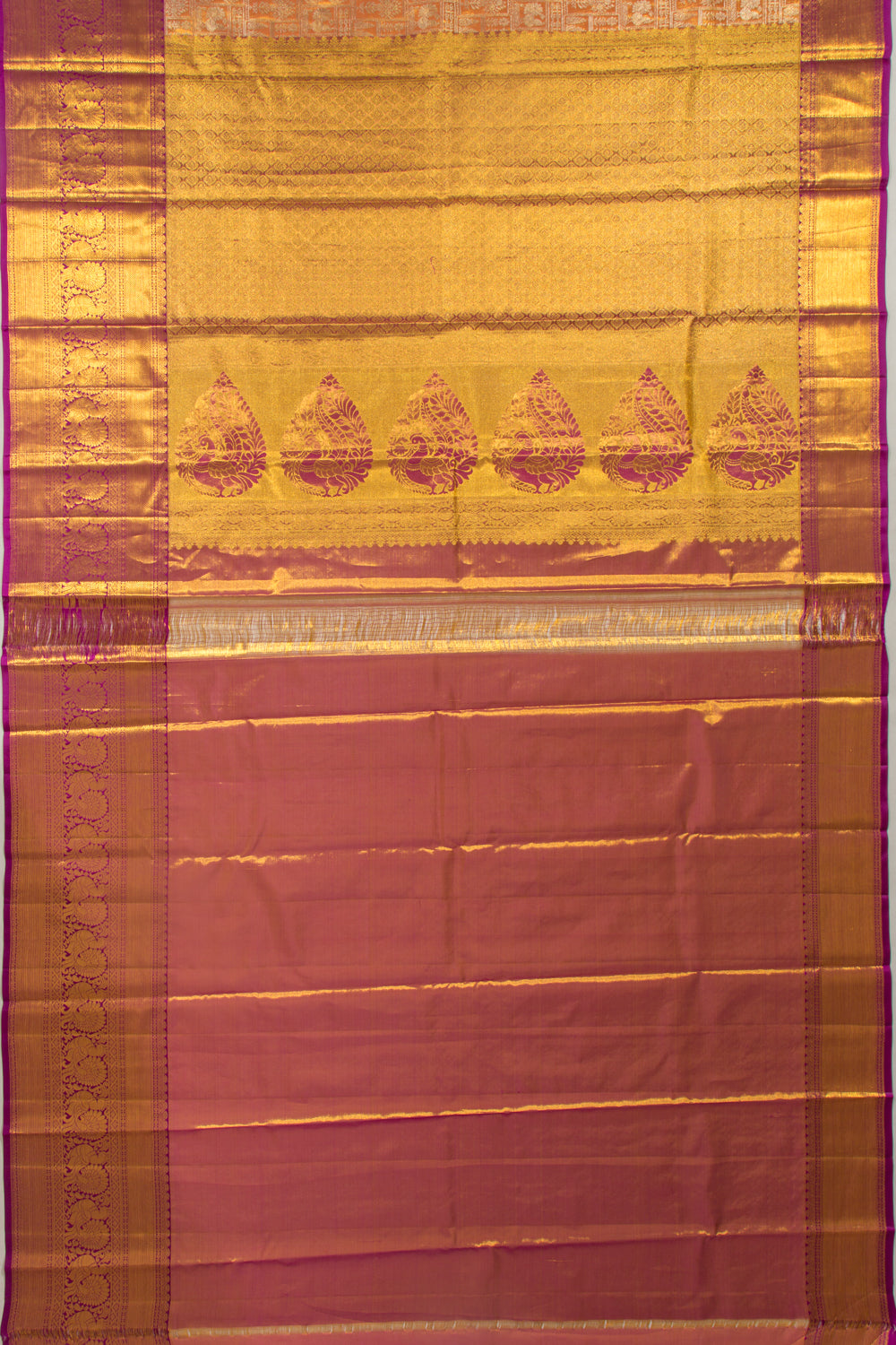 Taranga Kanchi Silk Tissue Brocade Orange Saree