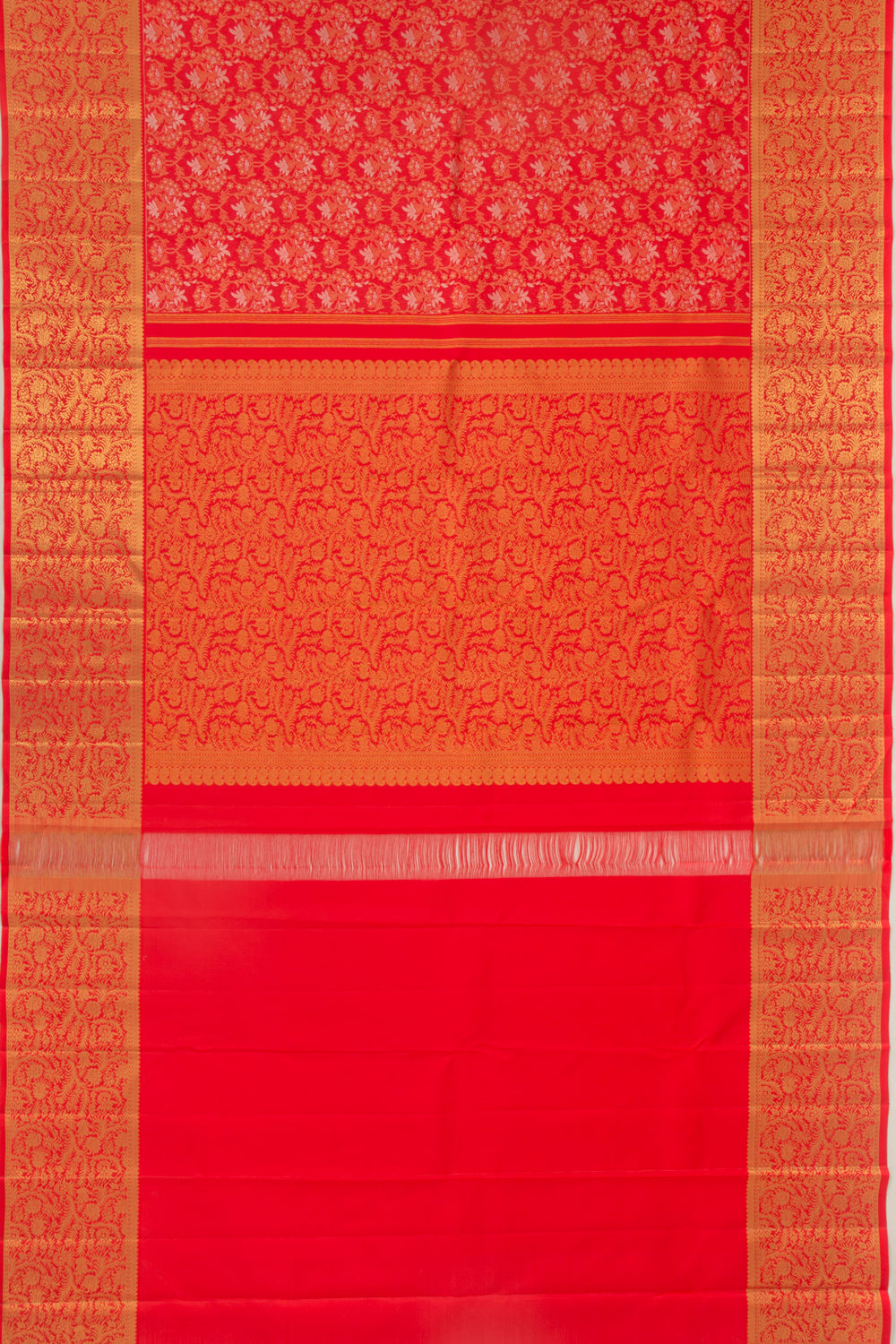 Kanchipuram Silk Brocade Red Saree