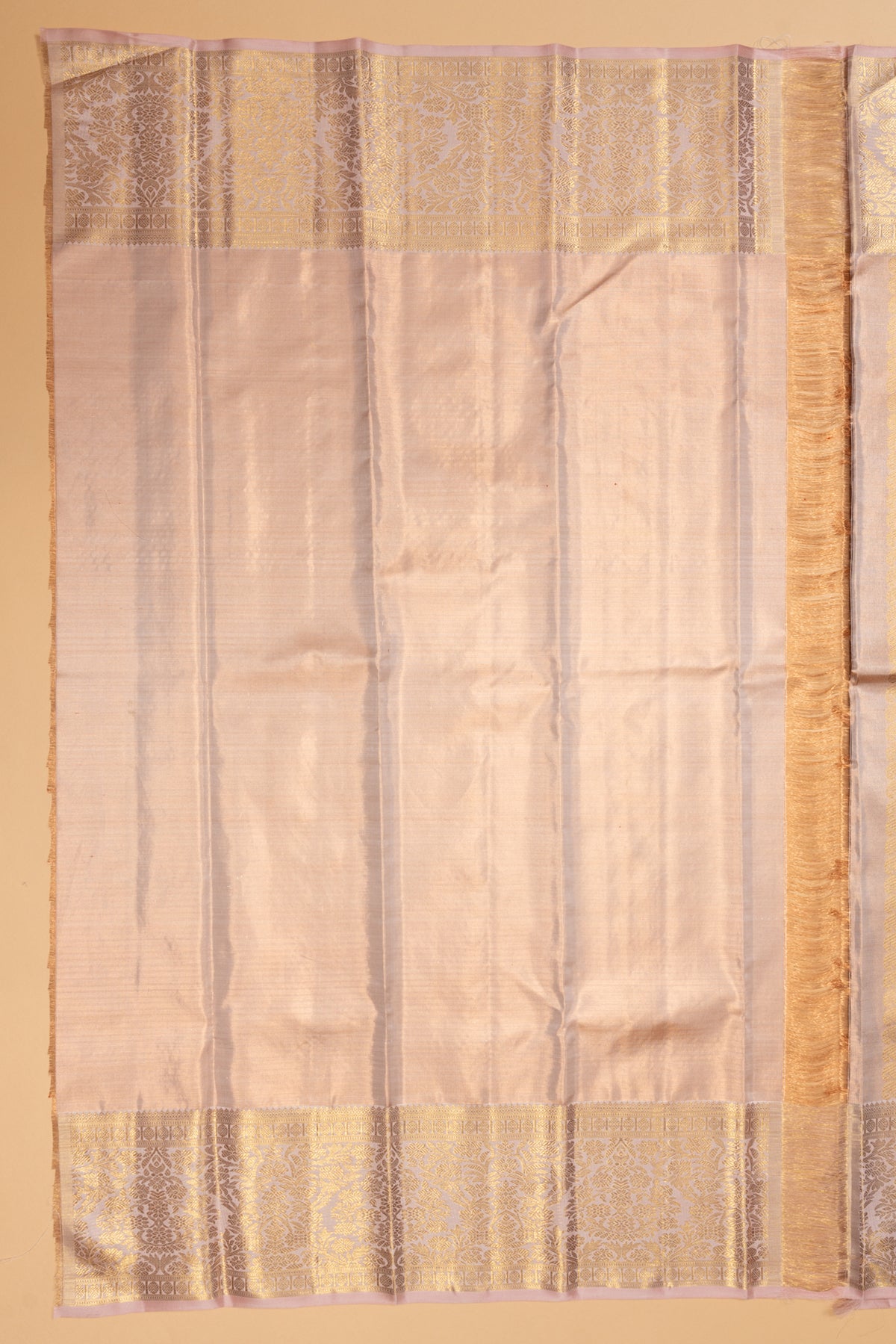 Kanchipuram Silk Tissue Brocade Brown Saree