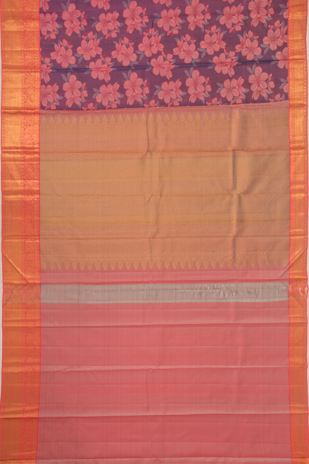Taranga Kanchi Silk Floral Printed Blue Saree