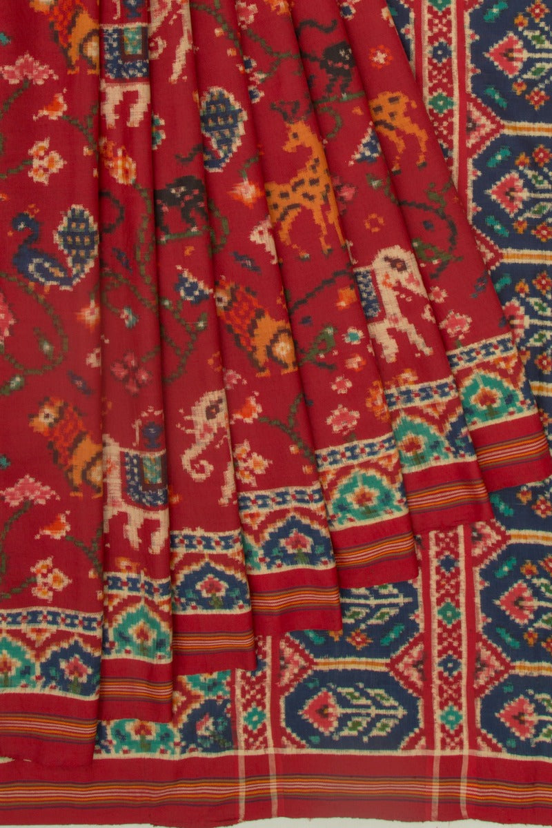 Patan Patola Silk Double Ikat Red Saree