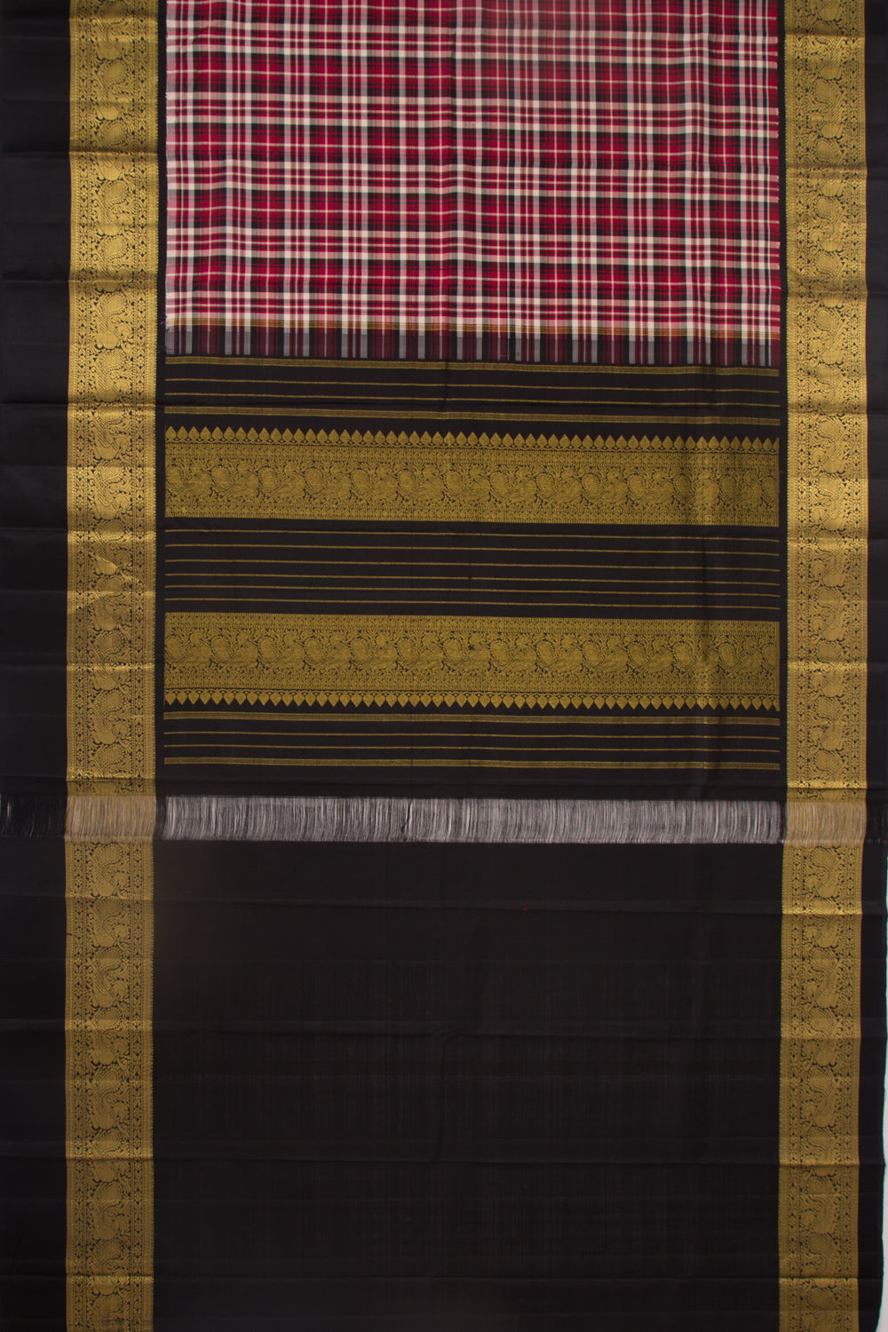 Kanchipuram Silk Checks Red Saree