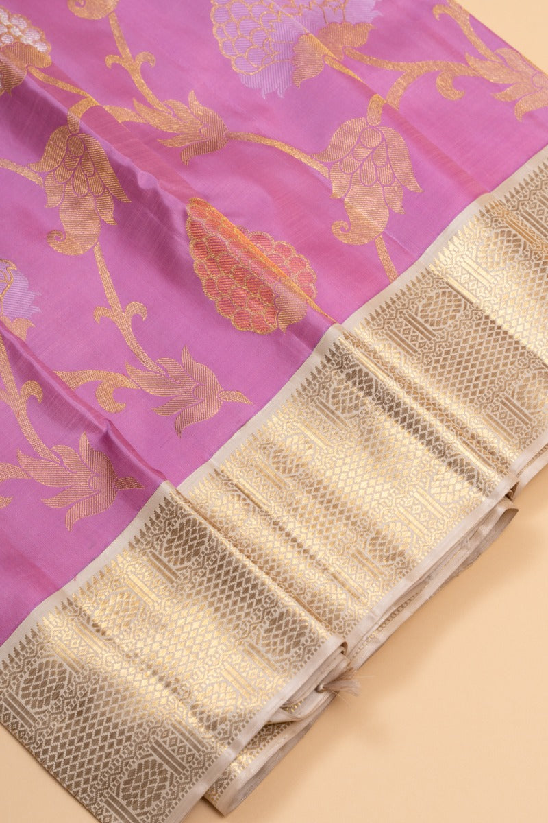 Kanchipuram Silk Jaal Lavender Saree