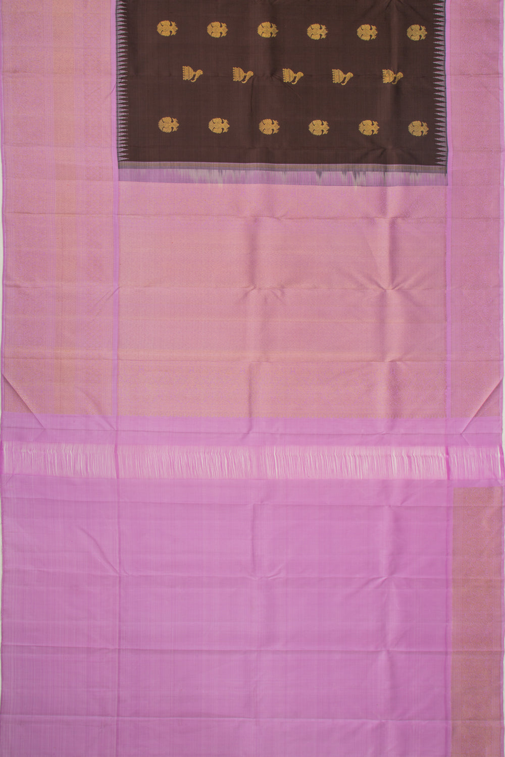 Kanchipuram Silk Butta Brown Saree