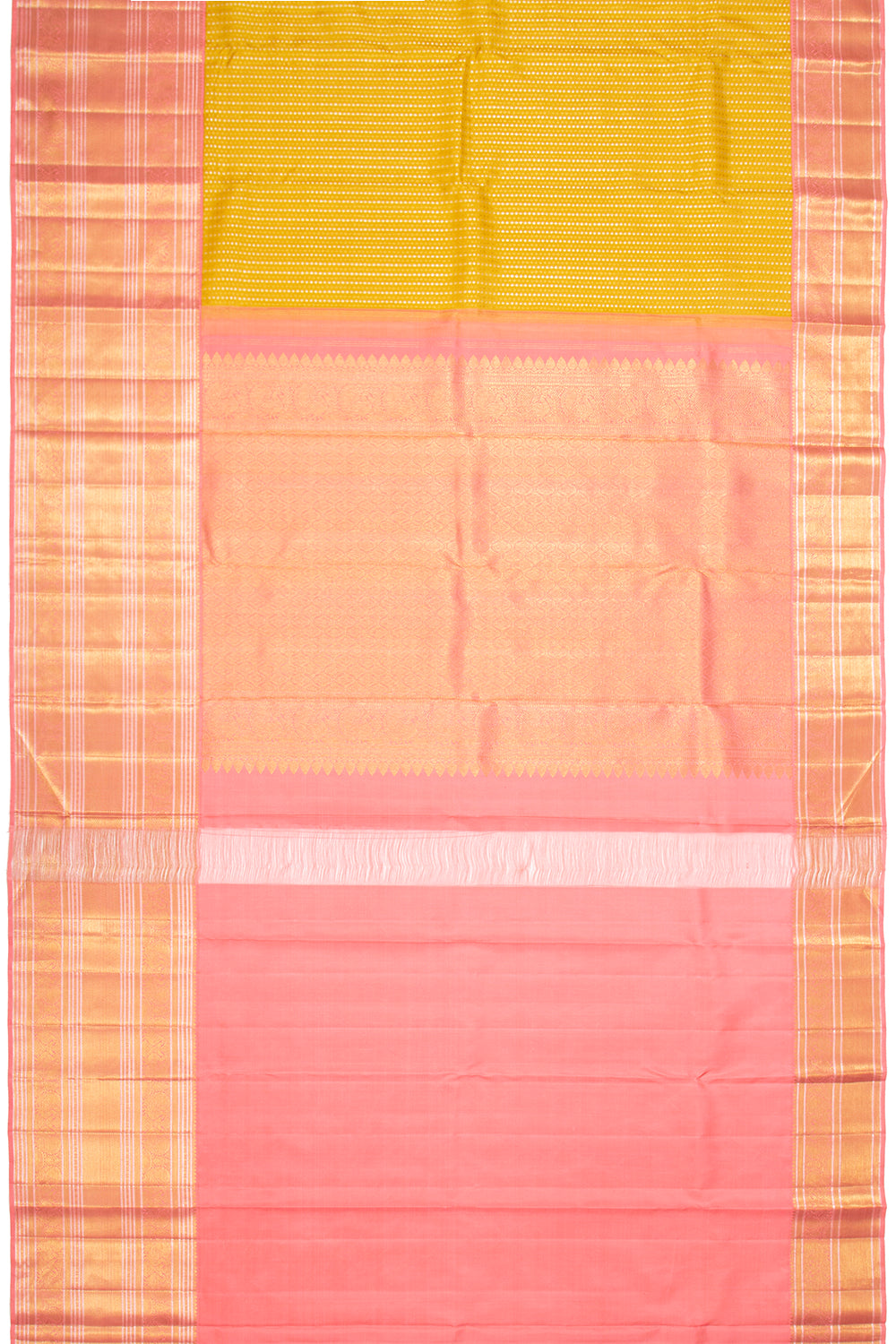 Kanchipuram Silk Brocade Yellow Saree