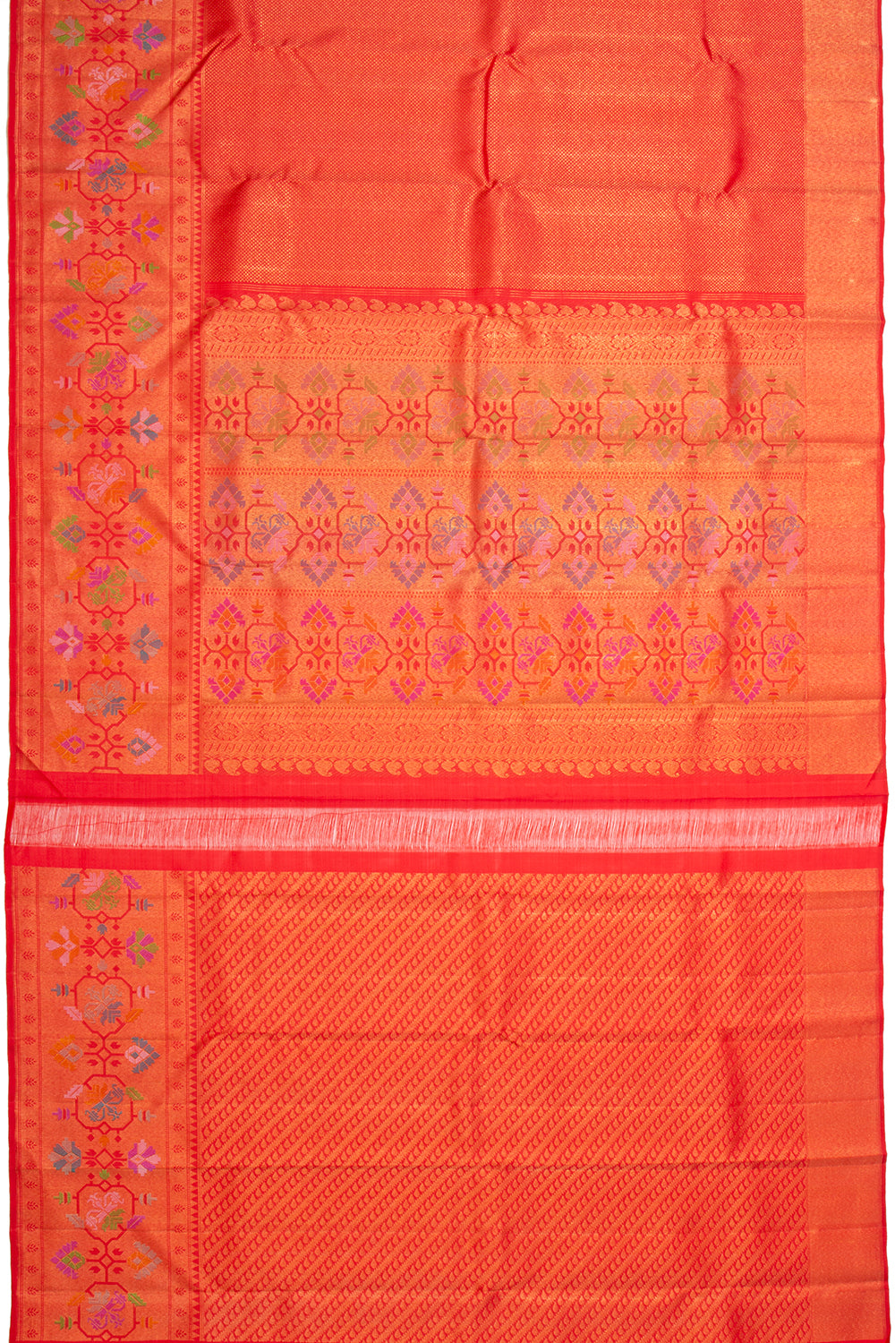 Kanchipuram Silk Tissue Brocade Red Saree