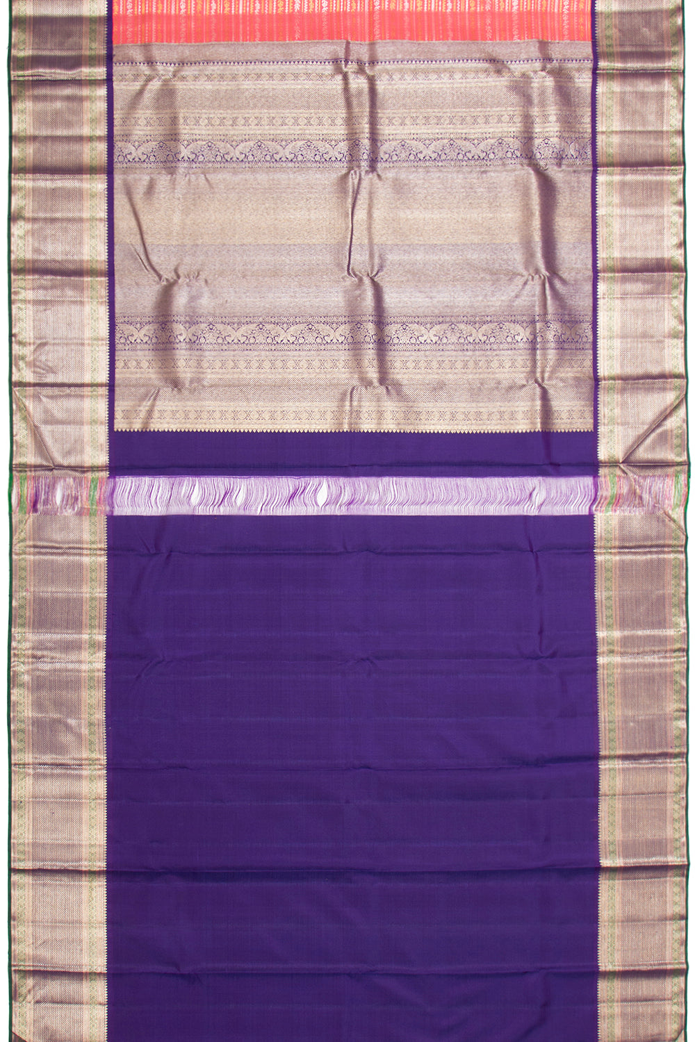 Kanchipuram Silk Brocade Peach Saree