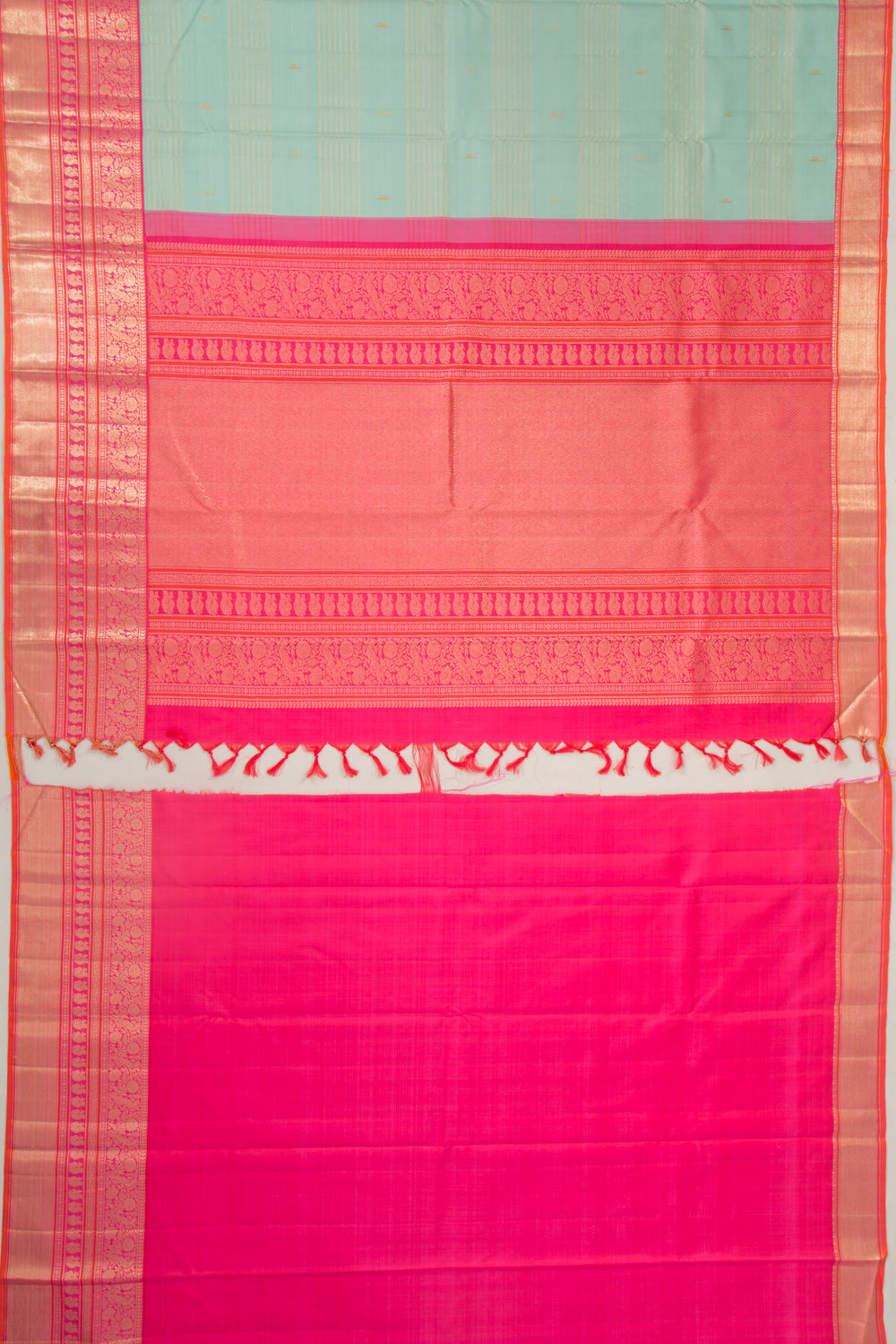 Kanchipuram Silk Horizontal Lines Blue Saree