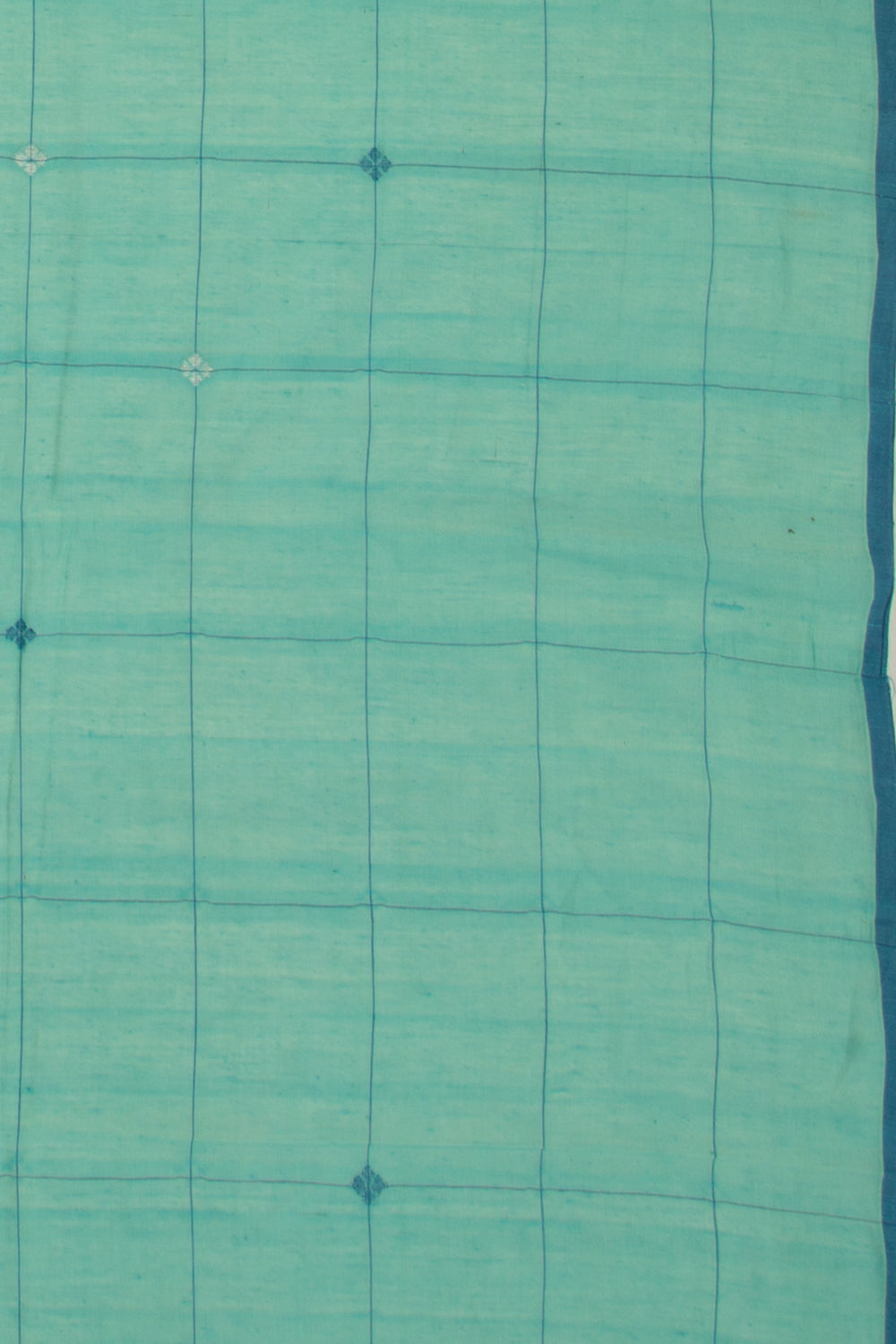 Ponduru Handspun Cotton Checks And Butta Sea Green Saree