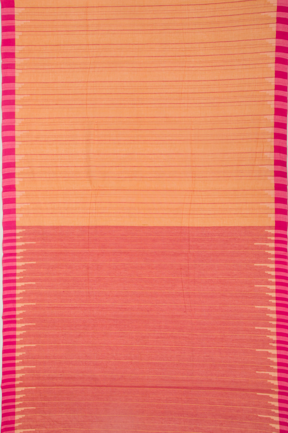 Ponduru Handspun Cotton Vertical Lines Orange Saree
