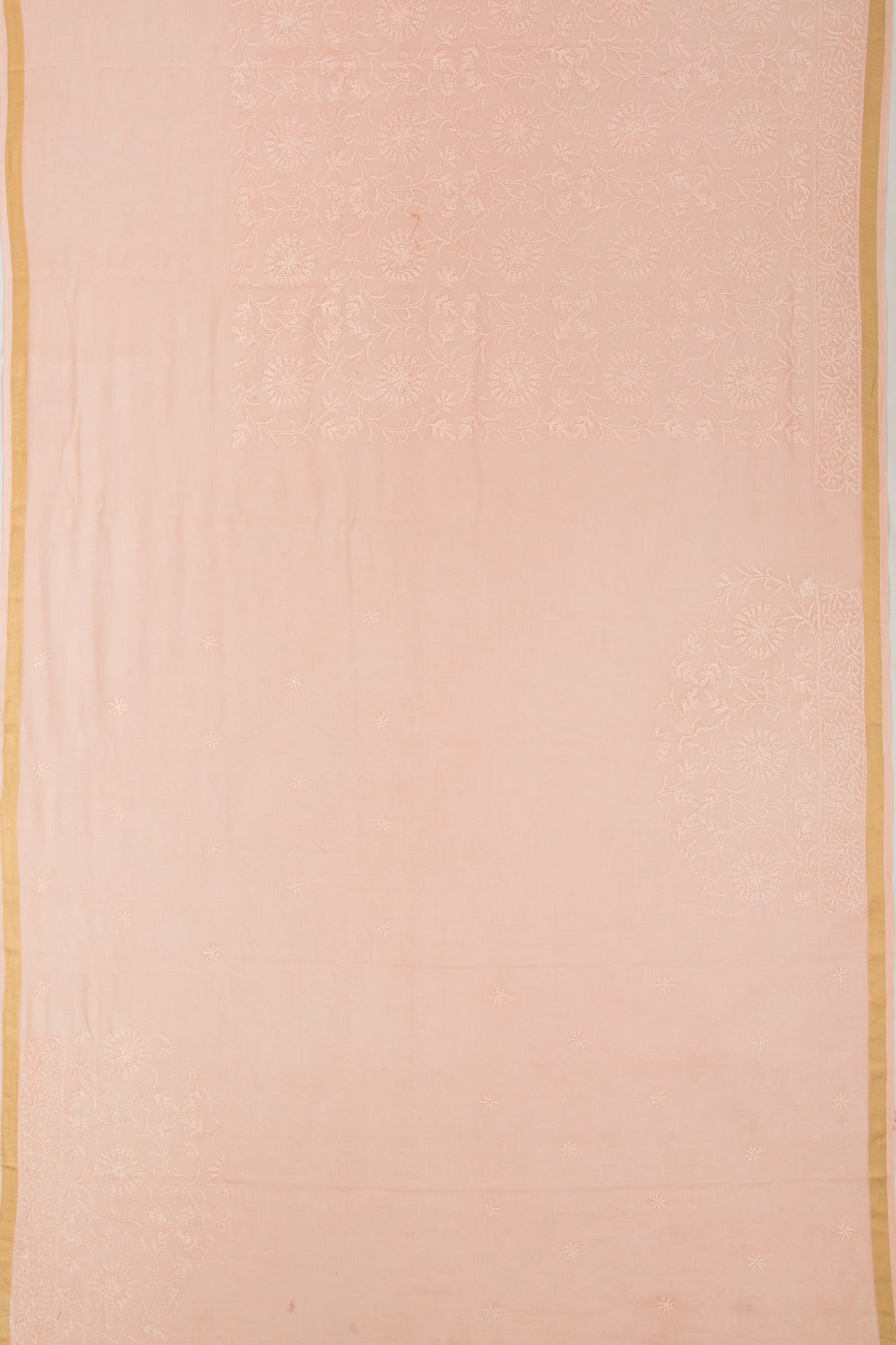 Kota Soft Silk Embroidery Pastel Orange Saree