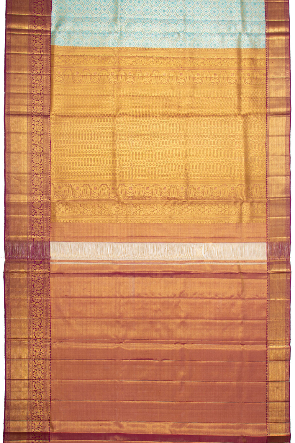 Kanchipuram Silk Tissue Brocade Sky Blue Saree