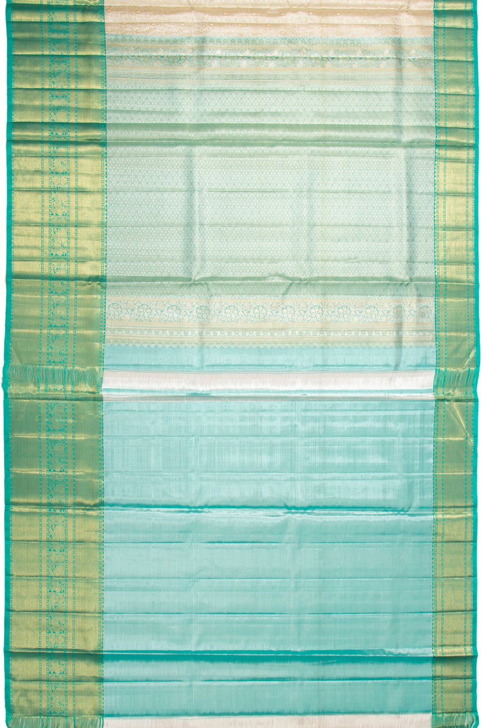 Kanchipuram Silk Tissue Brocade Silver Saree
