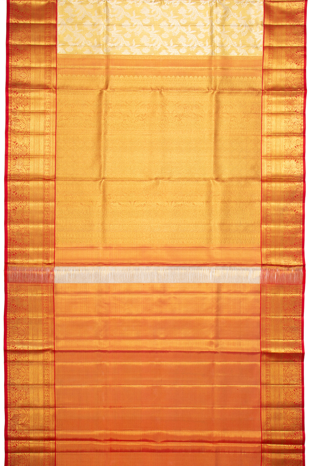 Kanchipuram Silk Tissue Jaal Gold Saree