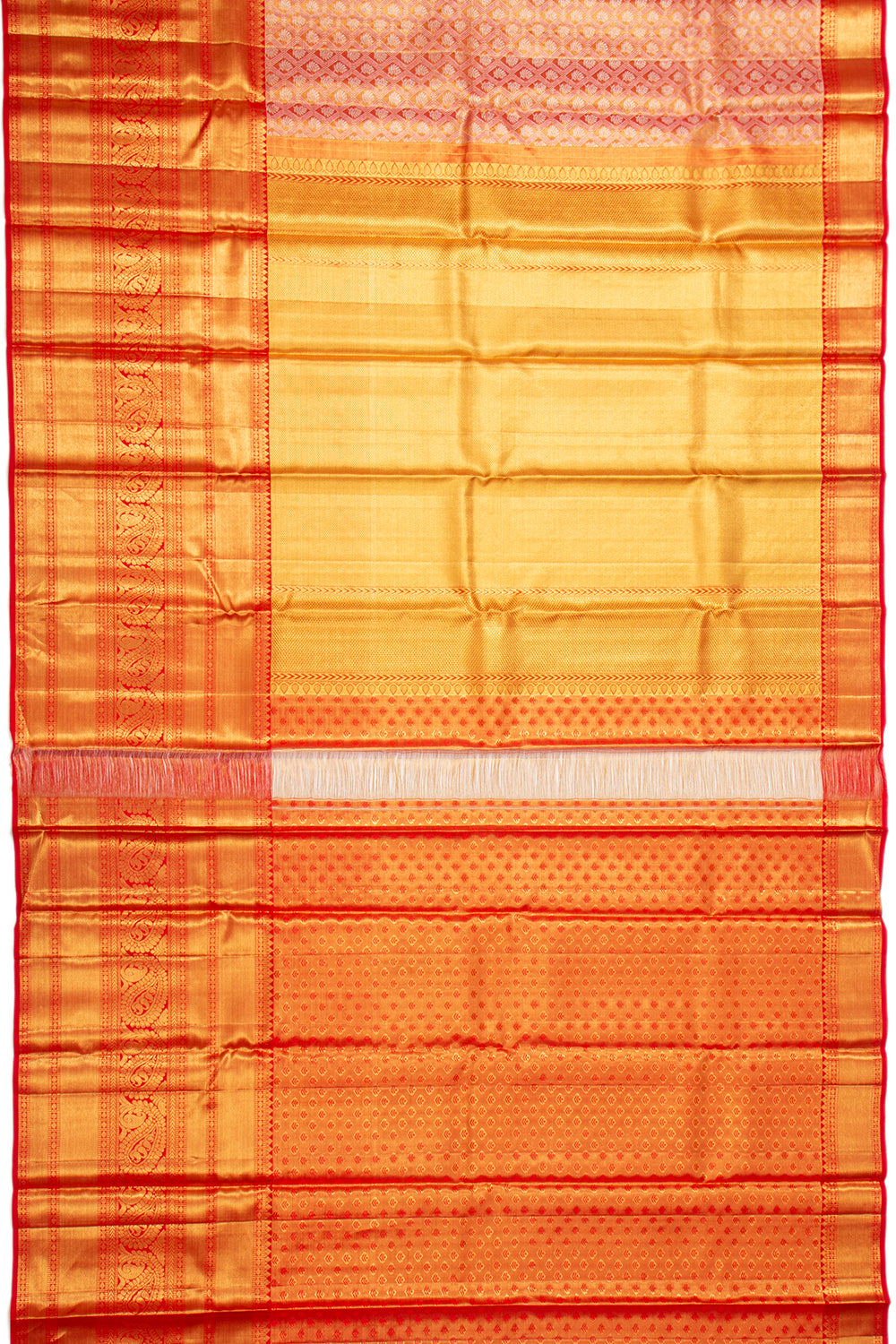 Kanchipuram Silk Tissue Brocade Orange Saree