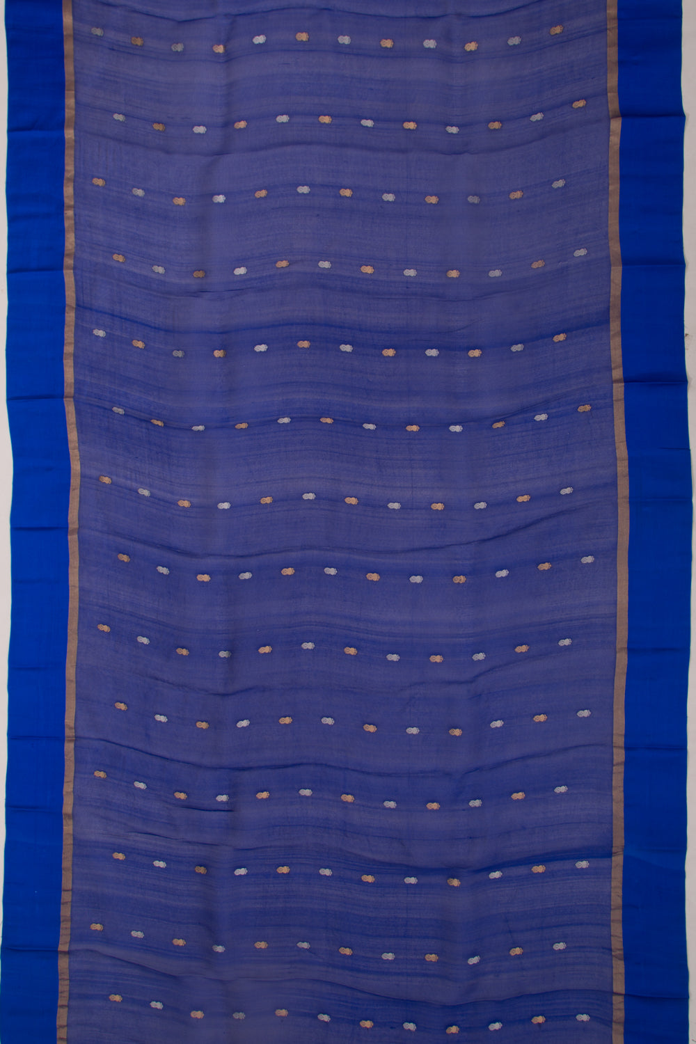 Organza Half-n-Half Jaal And Butta Royal Blue Saree