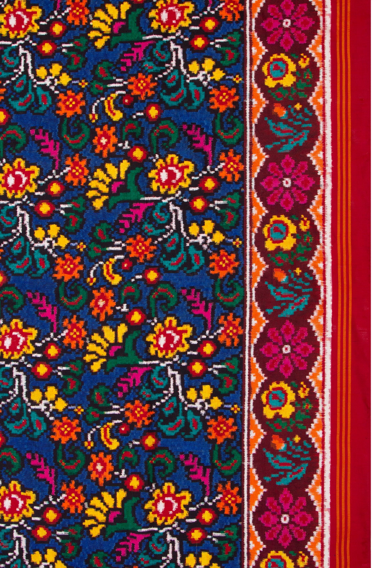 Patan Patola Silk Double Ikat Dark Blue Saree