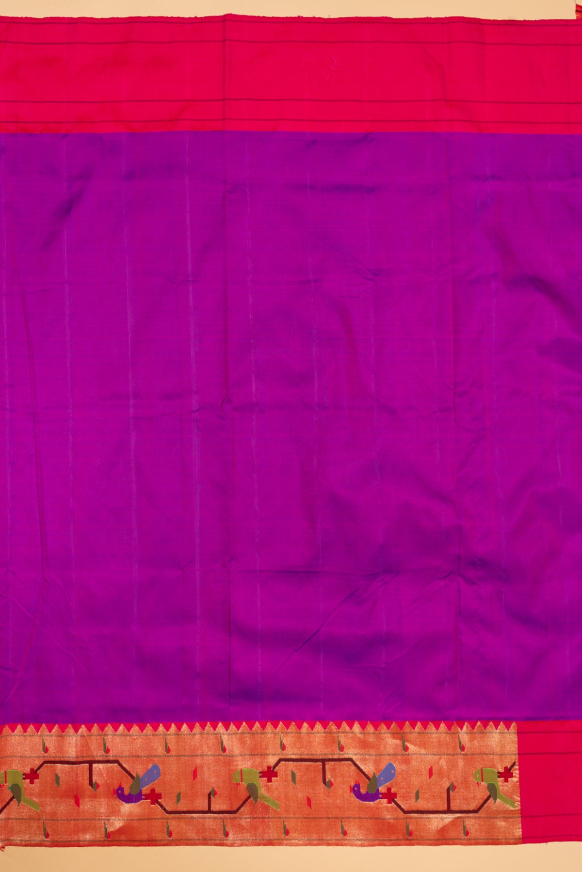 Paithani Silk Butta Purple Saree With Akruthi Border