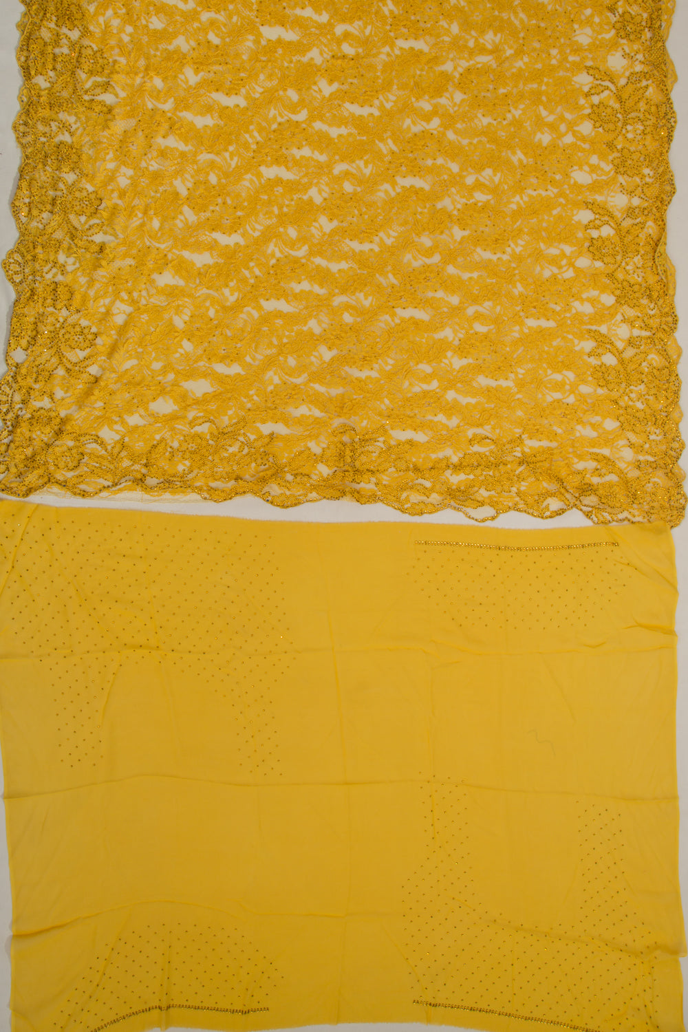 Chantilly Lace Yellow Saree With Stone Work