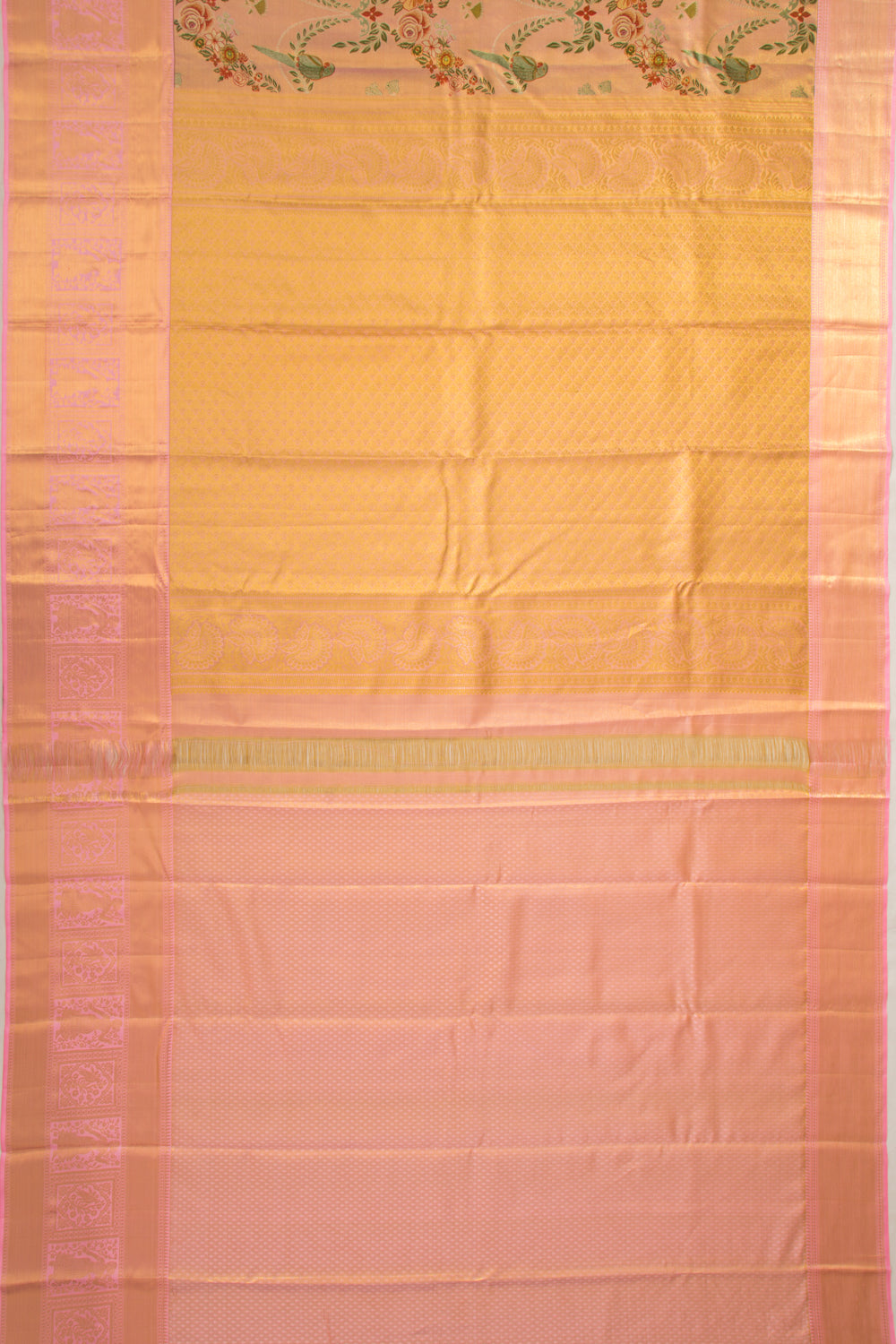 Taranga Kanchi Silk Tissue Jaal Baby Pink Saree
