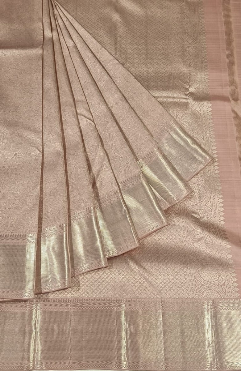 Kanchipuram Silk Brocade Peach Saree