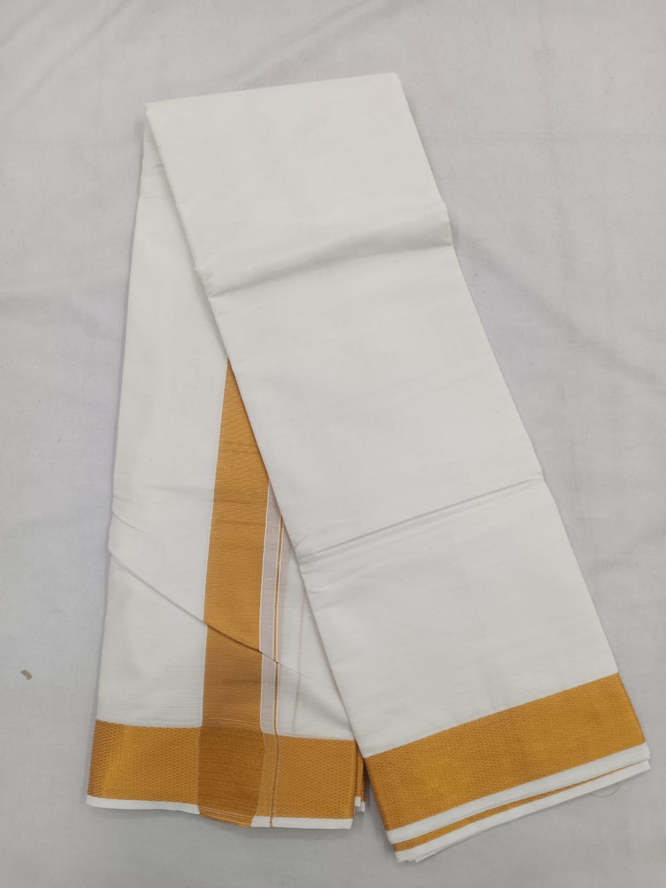 Kanchipuram Cotton Plain Off White Dhoti With Kanduva