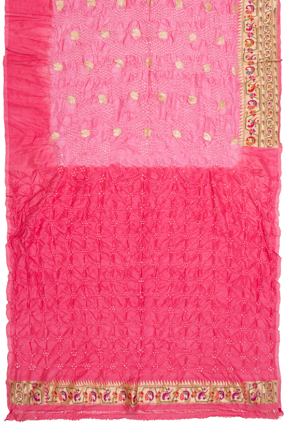 Banarasi Silk Bandhani Butta Baby Pink Saree