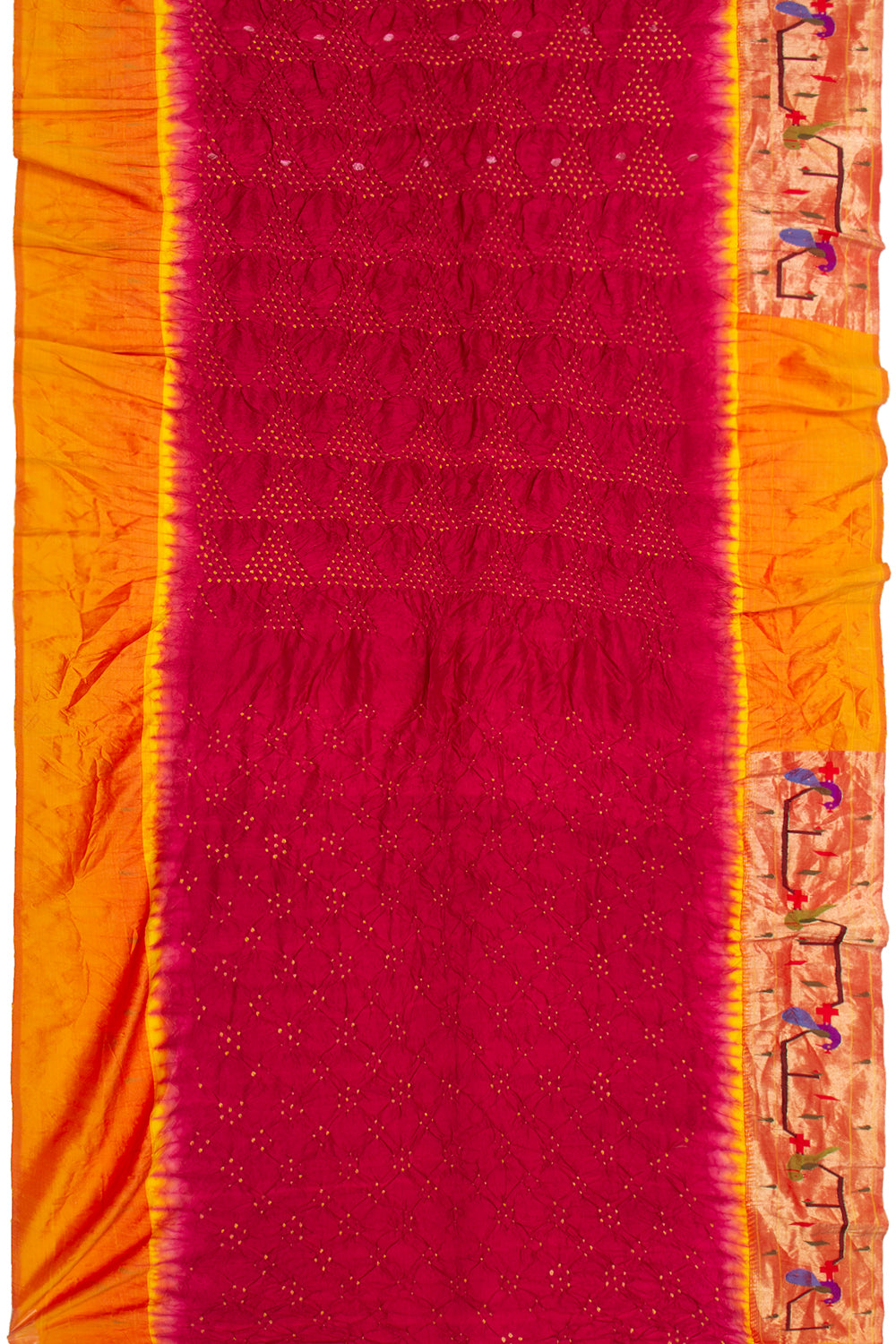 Paithani Silk Bandhani Butta Pink Saree With Akuthi Border
