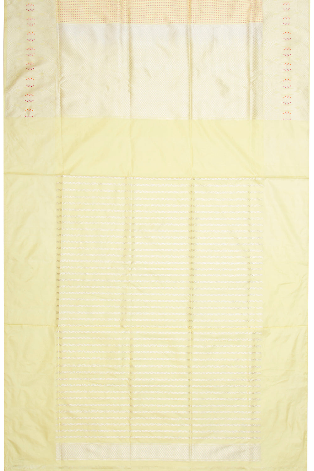 Banarasi Silk Kadwa Checks And Butta Pastel Yellow Saree