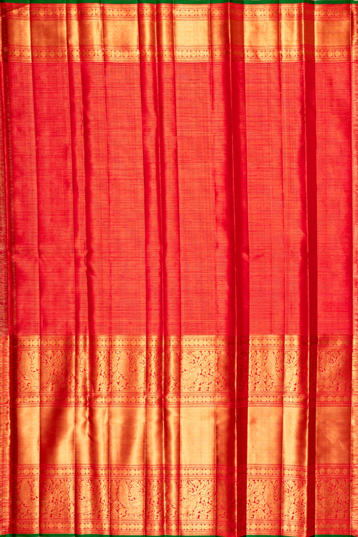 Kanchipuram Silk Checks And Butta Green Saree