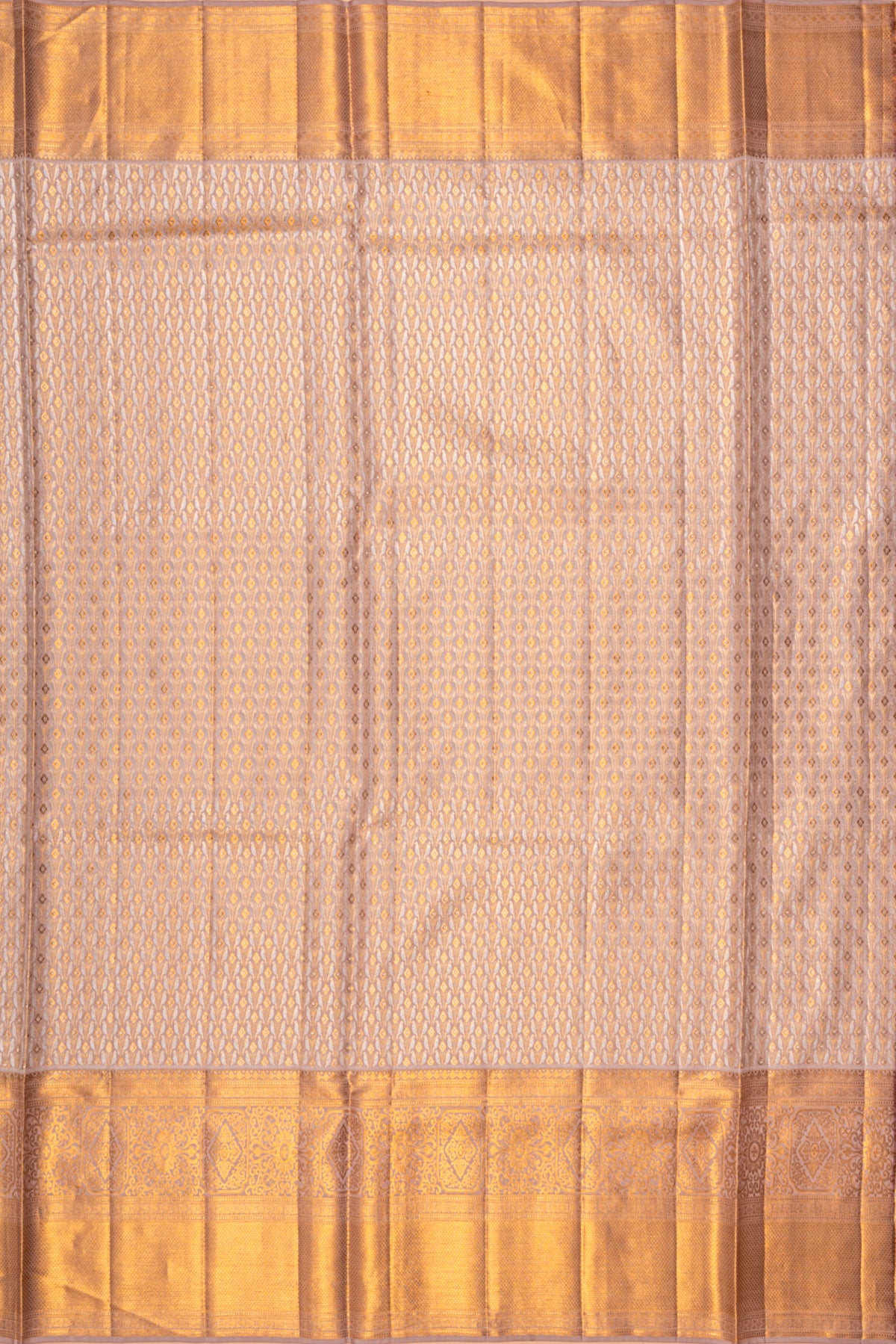 Kanchipuram Silk Brocade Cream Saree