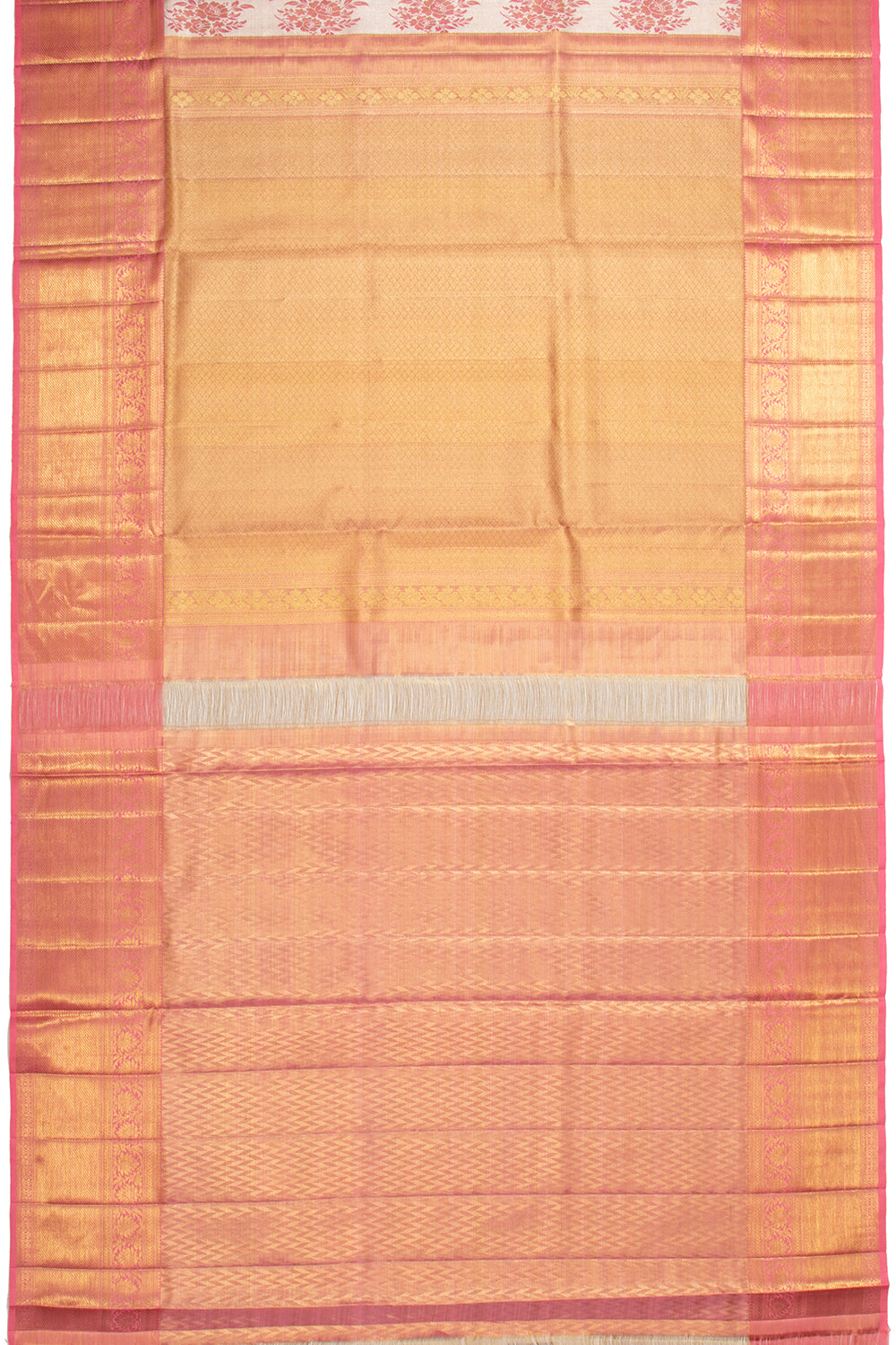 Kanchipuram Silk Tissue Butta Silver Saree